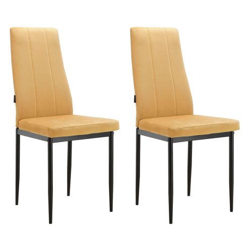 Kelly-chaises De Salle à Manger Tapissées Ensemble De 2 En Velours Moutarde