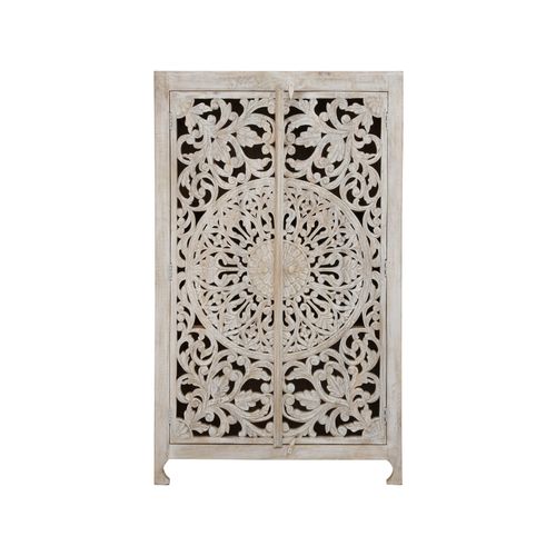 Kalita-buffet Haut Avec 2 Portes En Bois De Manguier Crème