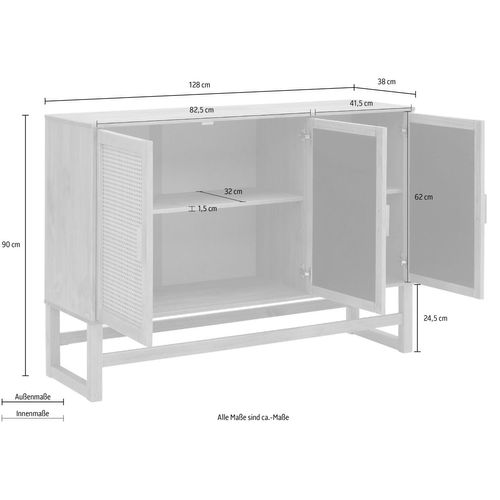 Jolene - Buffet Avec 3 Portes En Pin Naturel