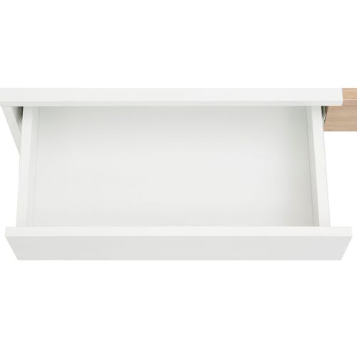 Opera-coiffeuse Avec 1 Tiroir Et 1 Plateau Rabattable, Aspect Chêne Blanc