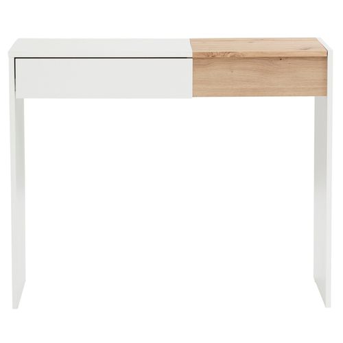 Opera-coiffeuse Avec 1 Tiroir Et 1 Plateau Rabattable, Aspect Chêne Blanc