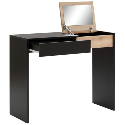 Opera-coiffeuse Avec 1 Tiroir Et 1 Plateau Rabattable, Aspect Chêne Noir