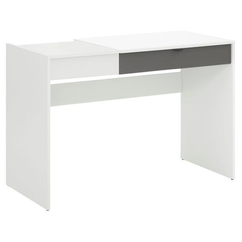 Smart-bureau Avec 1 Tiroir Et 1 Plateau Rabattable, Aspect Bois Blanc