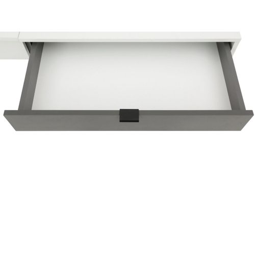 Smart-bureau Avec 1 Tiroir Et 1 Plateau Rabattable, Aspect Bois Blanc