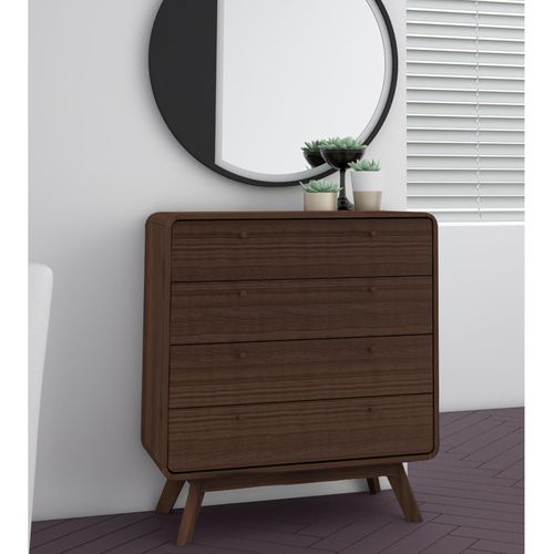 Cassie - Commode Avec 4 Tiroirs En Mélaminé Marron