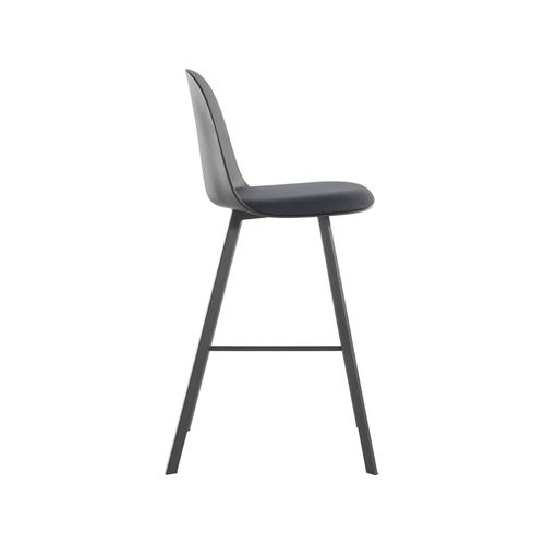 Asta-ensemble De 2 Tabourets De Bar En Pu Et Plastique Gris Avec Pieds En Métal Noir