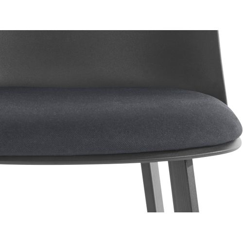 Asta-ensemble De 2 Tabourets De Bar En Pu Et Plastique Gris Avec Pieds En Métal Noir