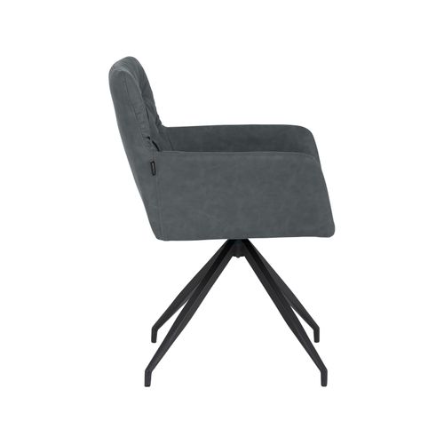 Ashley-lot De 2 Chaises De Salle à Manger Rembourrées En Pu Anthracite