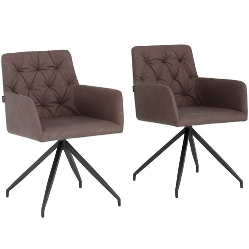 Ashley-chaises De Salle à Manger Tapissées Set Of 2 In Pu Brown