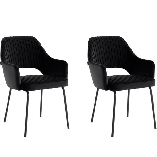 Britney-chaises De Salle à Manger Tapissées Ensemble De 2 En Velours Noir