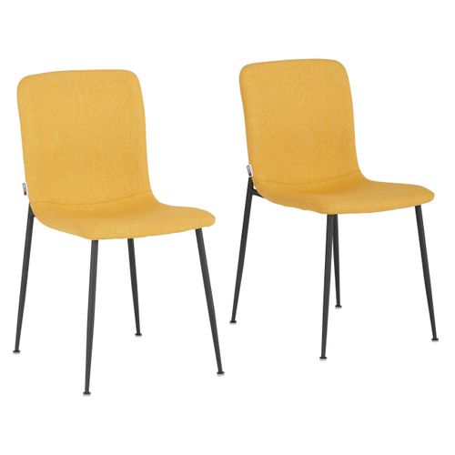 Faye-lot De 2 Chaises De Salle à Manger Rembourrées En Tissu Moutarde
