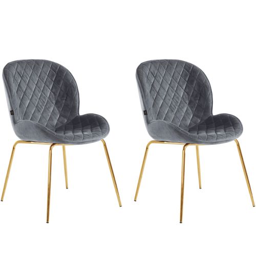 Mia-lot De 2 Chaises De Salle à Manger Rembourrées En Velours Gris