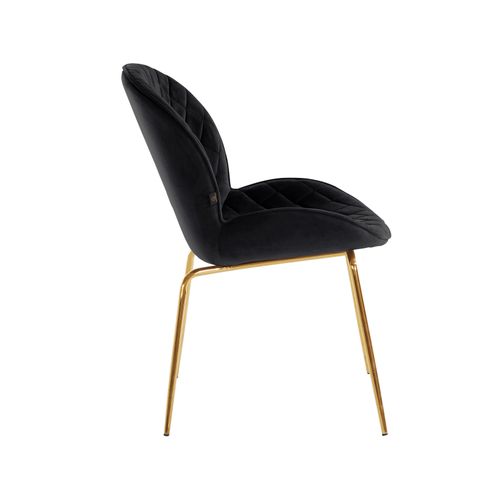 Mia-lot De 2 Chaises De Salle à Manger Rembourrées En Velours Noir