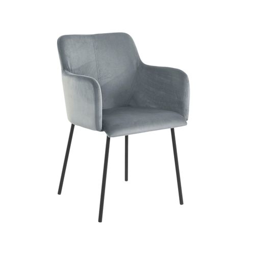 Jolie-lot De 2 Chaises De Salle à Manger Rembourrées En Velours Gris Clair
