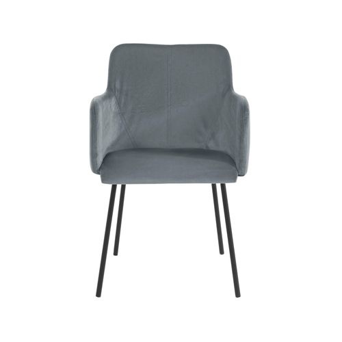 Jolie-lot De 2 Chaises De Salle à Manger Rembourrées En Velours Gris Clair