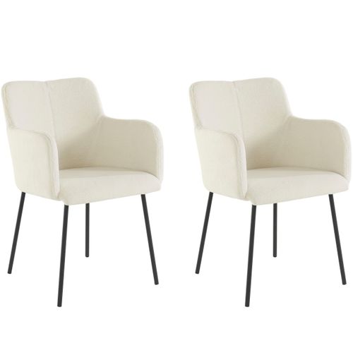 Jolie-chaises De Salle à Manger Tapissées Ensemble De 2 En Teddy White