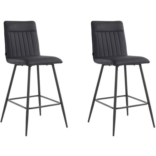 Zeta-tabourets De Bar Rembourrés (lot De 2) En Pu Noir