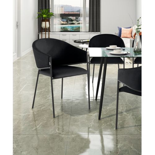 Martha-lot De 2 Chaises De Salle à Manger En Tissu Noir