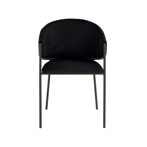 Martha-lot De 2 Chaises De Salle à Manger En Tissu Noir