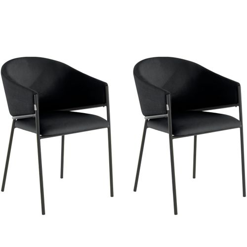 Martha-lot De 2 Chaises De Salle à Manger En Tissu Noir
