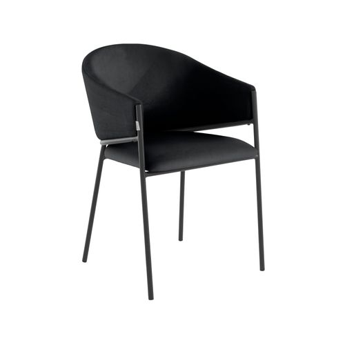 Martha-lot De 2 Chaises De Salle à Manger En Tissu Noir