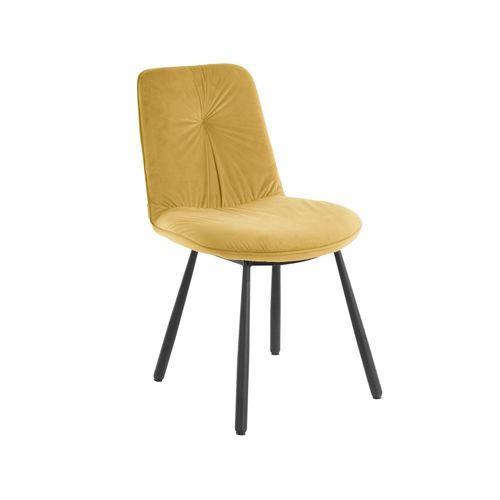 Meryl-lot De 2 Chaises De Salle à Manger Rembourrées En Velours Jaune