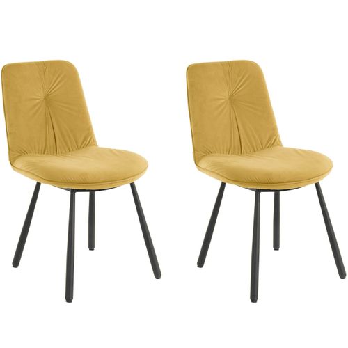 Meryl-lot De 2 Chaises De Salle à Manger Rembourrées En Velours Jaune