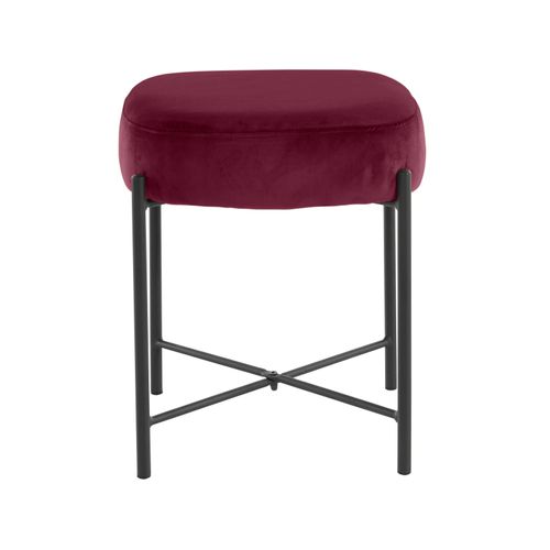Berry-tabouret En Velours Bordeaux