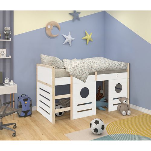 Square Line-fenêtres Latérales En Pin Blanc Nature