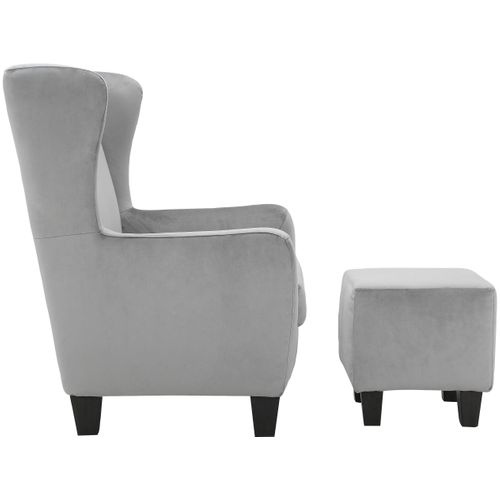 Zhili-fauteuils Rembourrée Avec Tabouret En Velours Gris