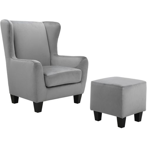 Zhili-fauteuils Rembourrée Avec Tabouret En Velours Gris