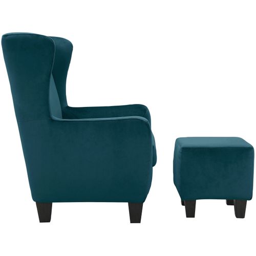 Zhili-fauteuil + Tabouret En Velours Pétrole