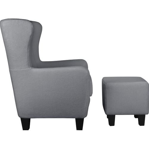 Zhili-fauteuils Rembourrée Avec Tabouret En Tissu Teddy Gris