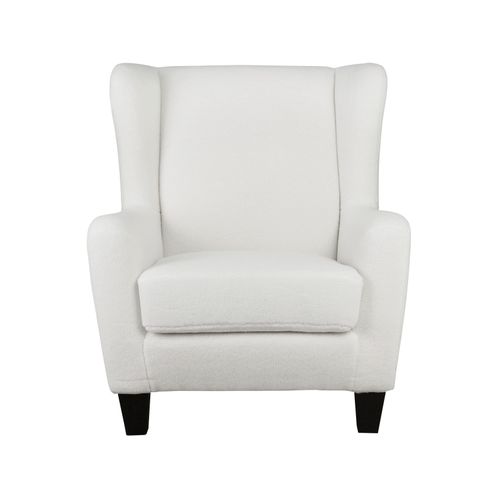 Zhili-chaise D'appoint Tapissée Avec Tabouret En Tissu Teddy Blanc Cassé