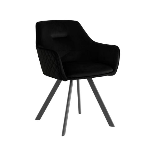Vera-fauteuil En Velours Noir, 2 Pièces