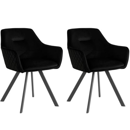 Vera-fauteuil En Velours Noir, 2 Pièces