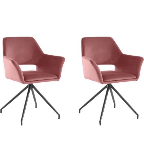 Vera-fauteuil En Velours Rosa, 2 Pièces