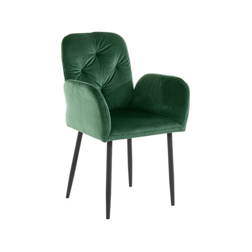 Mila-lot De 2 Chaises De Salle à Manger Rembourrées En Velours Vert Foncé