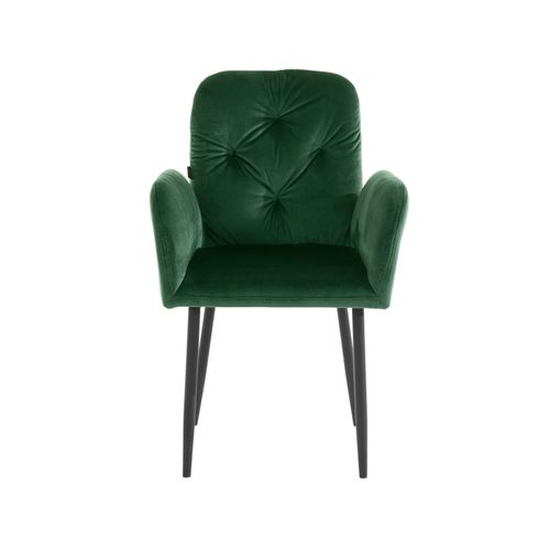 Mila-lot De 2 Chaises De Salle à Manger Rembourrées En Velours Vert Foncé