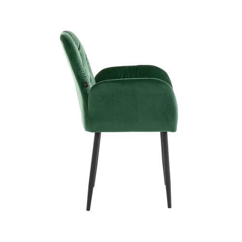 Mila-lot De 2 Chaises De Salle à Manger Rembourrées En Velours Vert Foncé