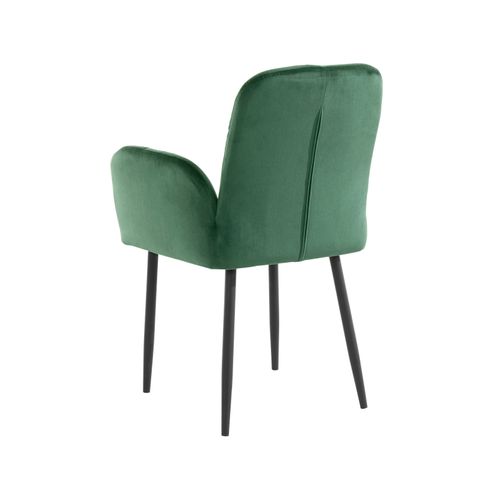 Mila-lot De 2 Chaises De Salle à Manger Rembourrées En Velours Vert Foncé