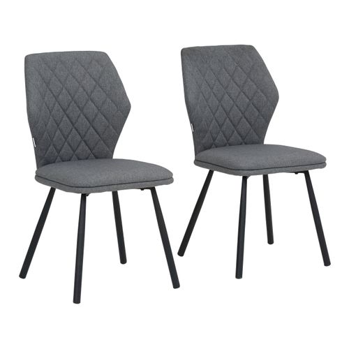 Jessica-chaises De Salle à Manger Tapissées Ensemble De 2 En Tissu Tissé En Gris