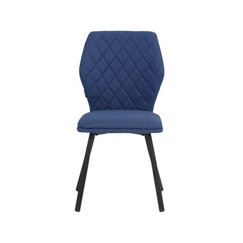 Jessica-chaises De Salle à Manger Tapissées, Ensemble De 2, En Tissu Tissé, Bleu Foncé
