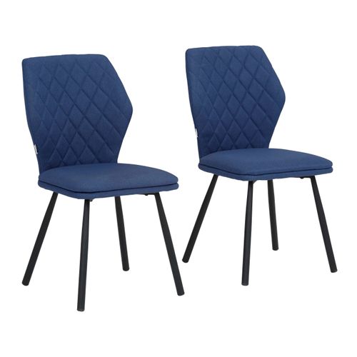 Jessica-chaises De Salle à Manger Tapissées, Ensemble De 2, En Tissu Tissé, Bleu Foncé