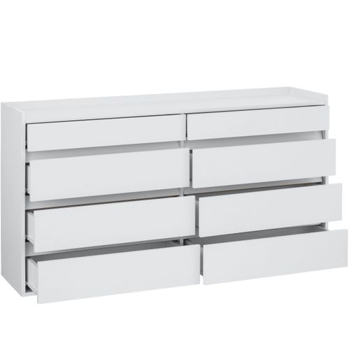 Kosmo - Commode Avec 8 Tiroirs En Mélaminé Blanc