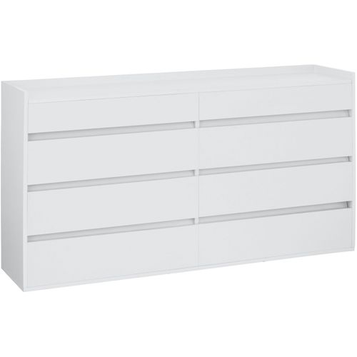 Kosmo - Commode Avec 8 Tiroirs En Mélaminé Blanc