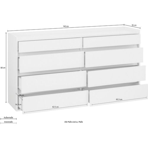Kosmo - Buffet Avec 8 Tiroirs En Effet Chêne Anthracite
