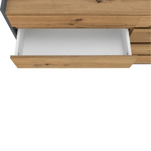 Kosmo - Buffet Avec 8 Tiroirs En Effet Chêne Anthracite