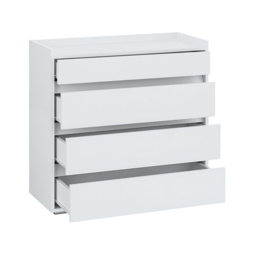 Kosmo - Commode Avec 4 Tiroirs En Mélaminé Blanc