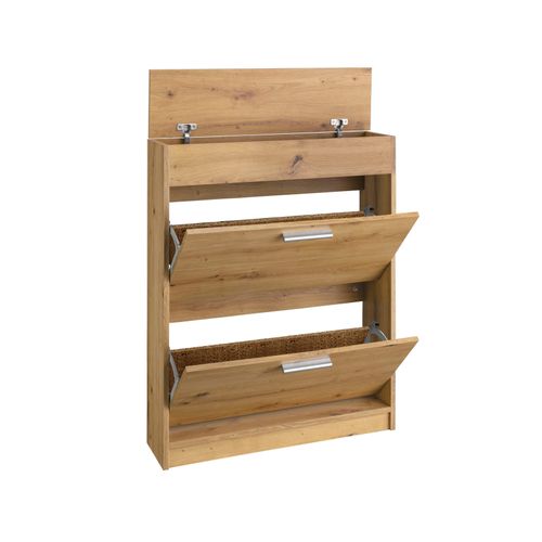 Bill - Coffre à Chaussures Avec 2 Portes Battantes En Effet Chêne